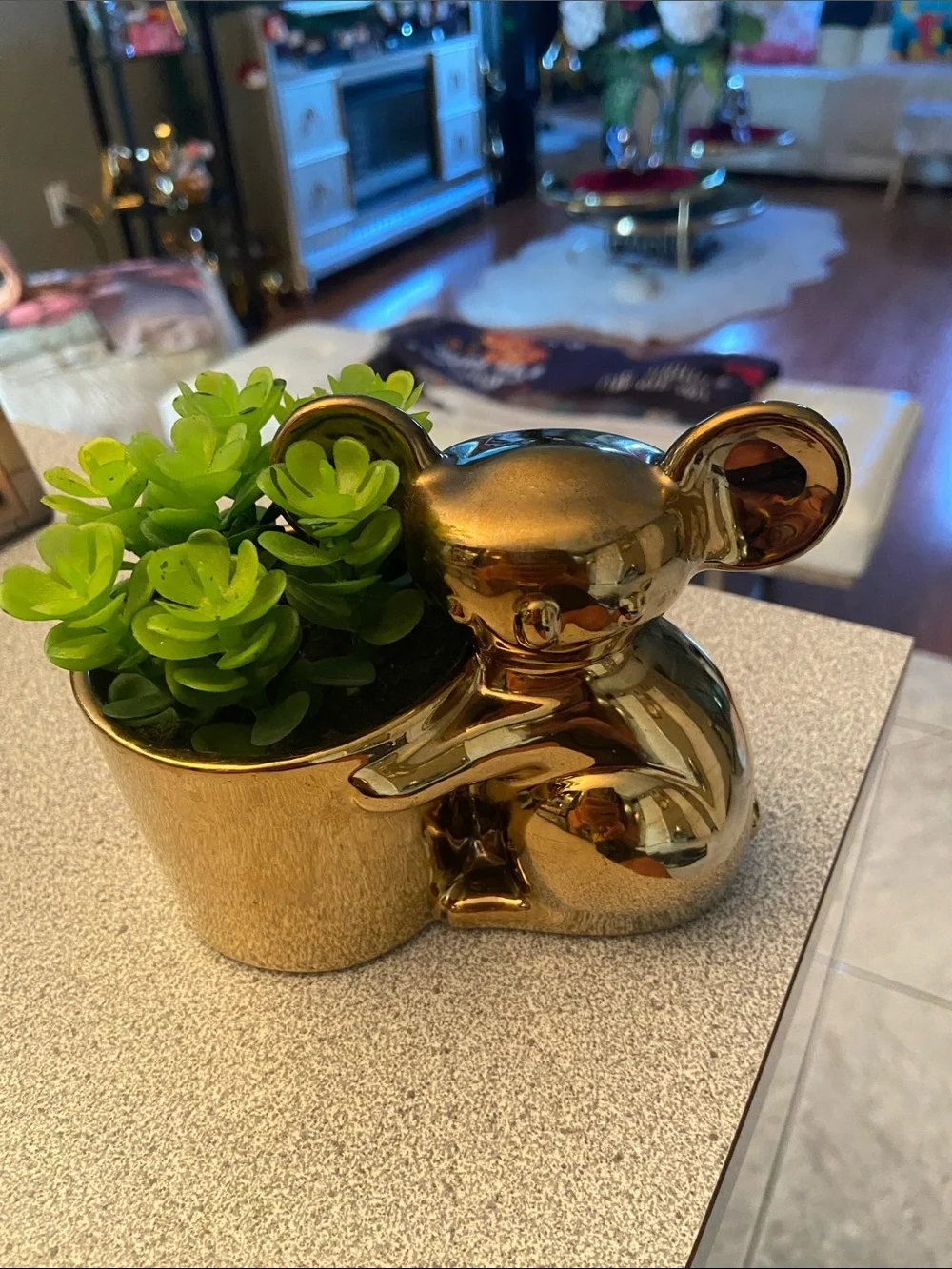 Gold Ceramic Koala Planter - Decorative Home Accents